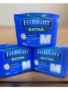 Medline FitRight Extra Adult Underwear Briefs - Blue - Medium 3 pack 60 total